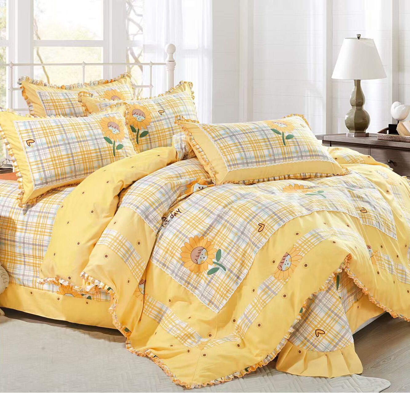 Lenjerie de pat 100% bumbac Brodat - 4 piese | 14311-VH