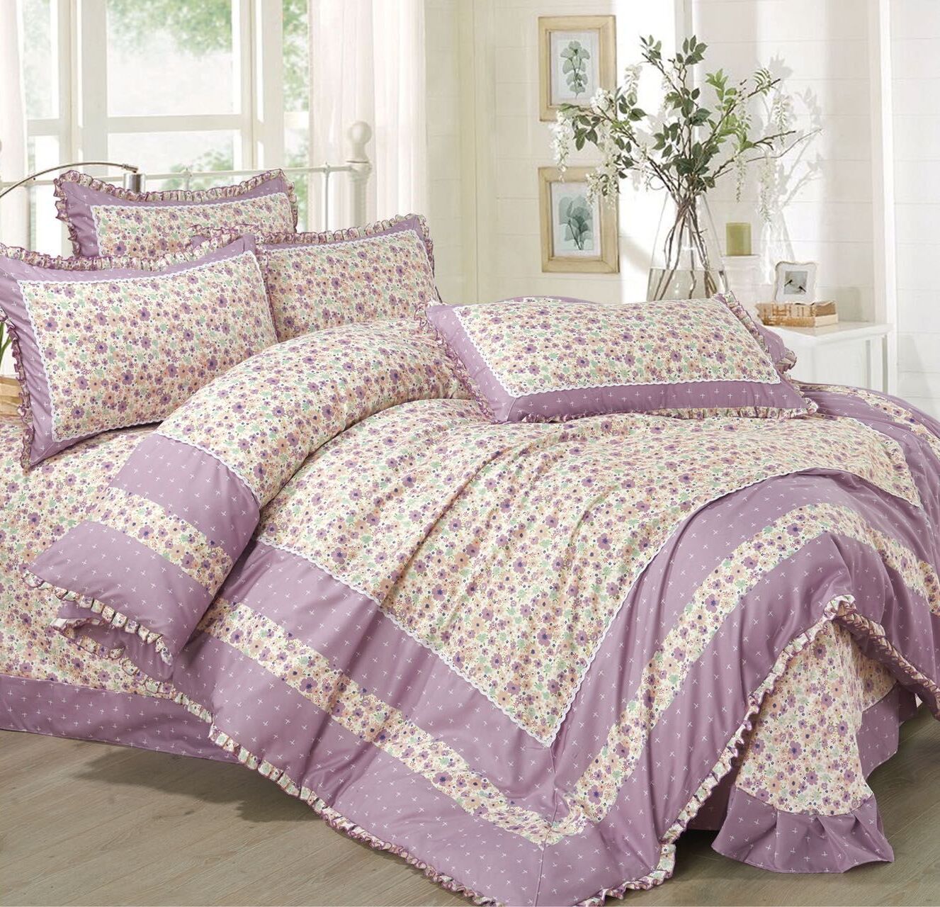 Lenjerie de pat 100% bumbac Brodat - 4 piese | 14302-VH