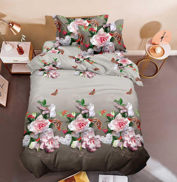 Lenjerie de pat bumbac satinat 3D - 1 persoana – 4 piese | 14335-C