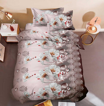 Lenjerie de pat bumbac satinat 3D - 1 persoana – 4 piese | 14323-C