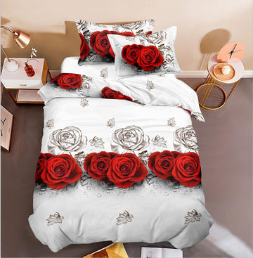 Lenjerie de pat bumbac satinat 3D - 1 persoana – 4 piese | 14322-C