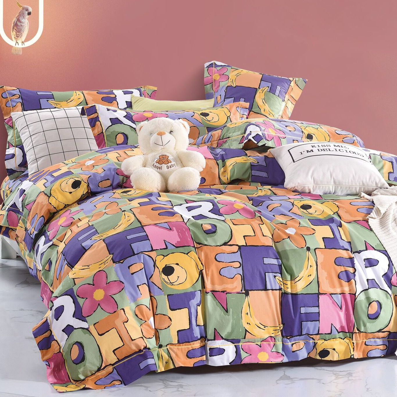 Lenjerie de pat 100% Bumbac Romanesc - 1 persoana - 4 piese | 14420-PR