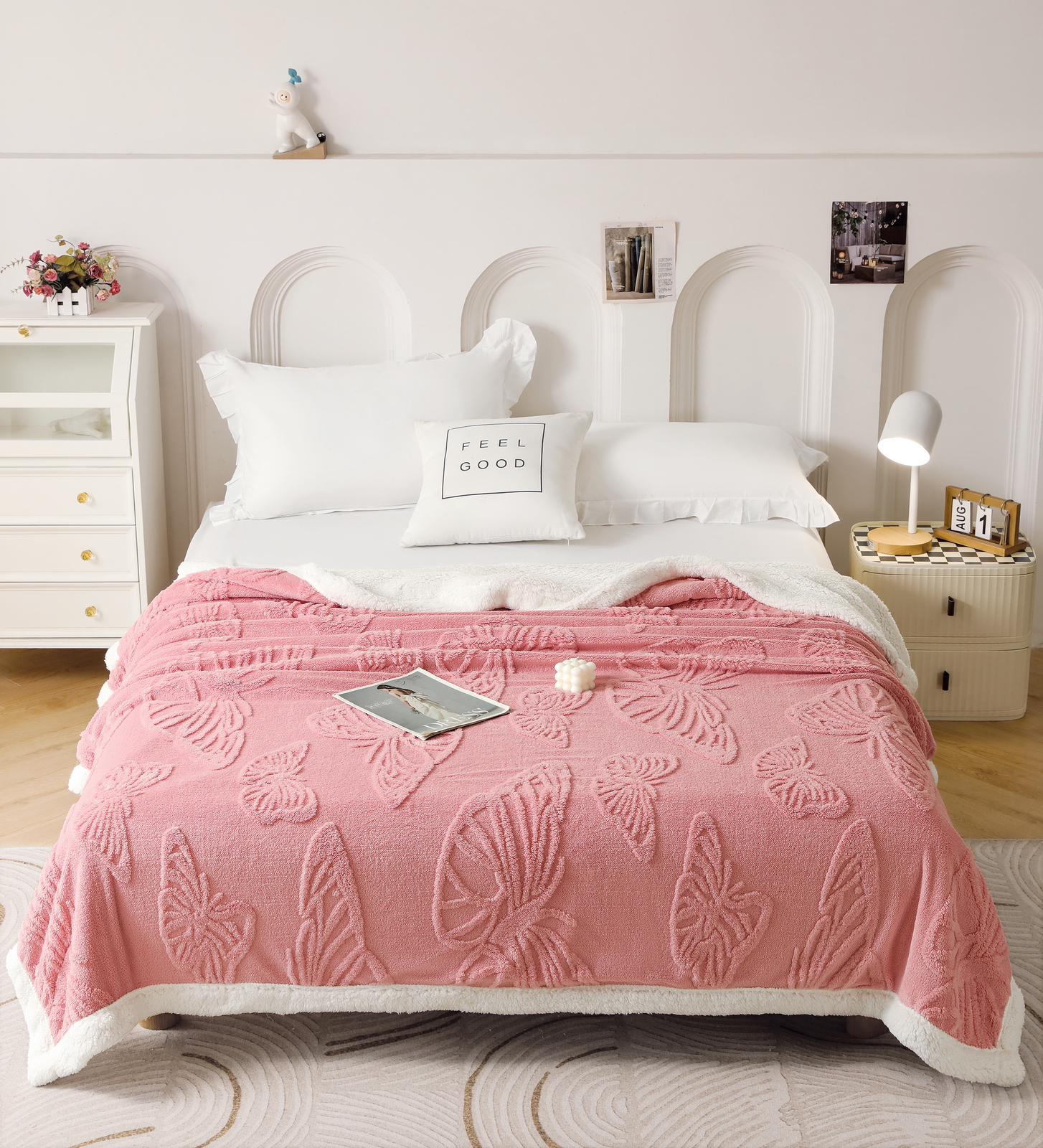 Patura cocolino cu blanita - model cu Fluturi | 14439-C