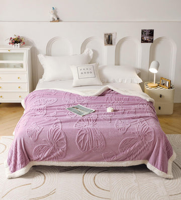 Patura cocolino cu blanita - model cu Fluturi | 14440-C