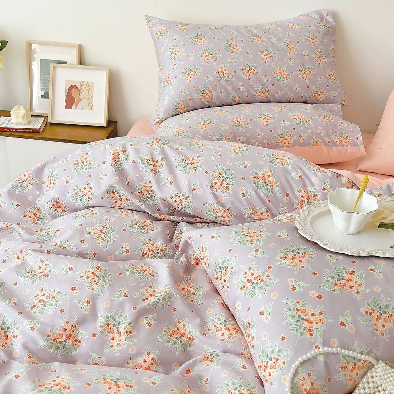 Lenjerie de pat 100% bumbac Premium - cu elastic - 4 piese | 14565-PR
