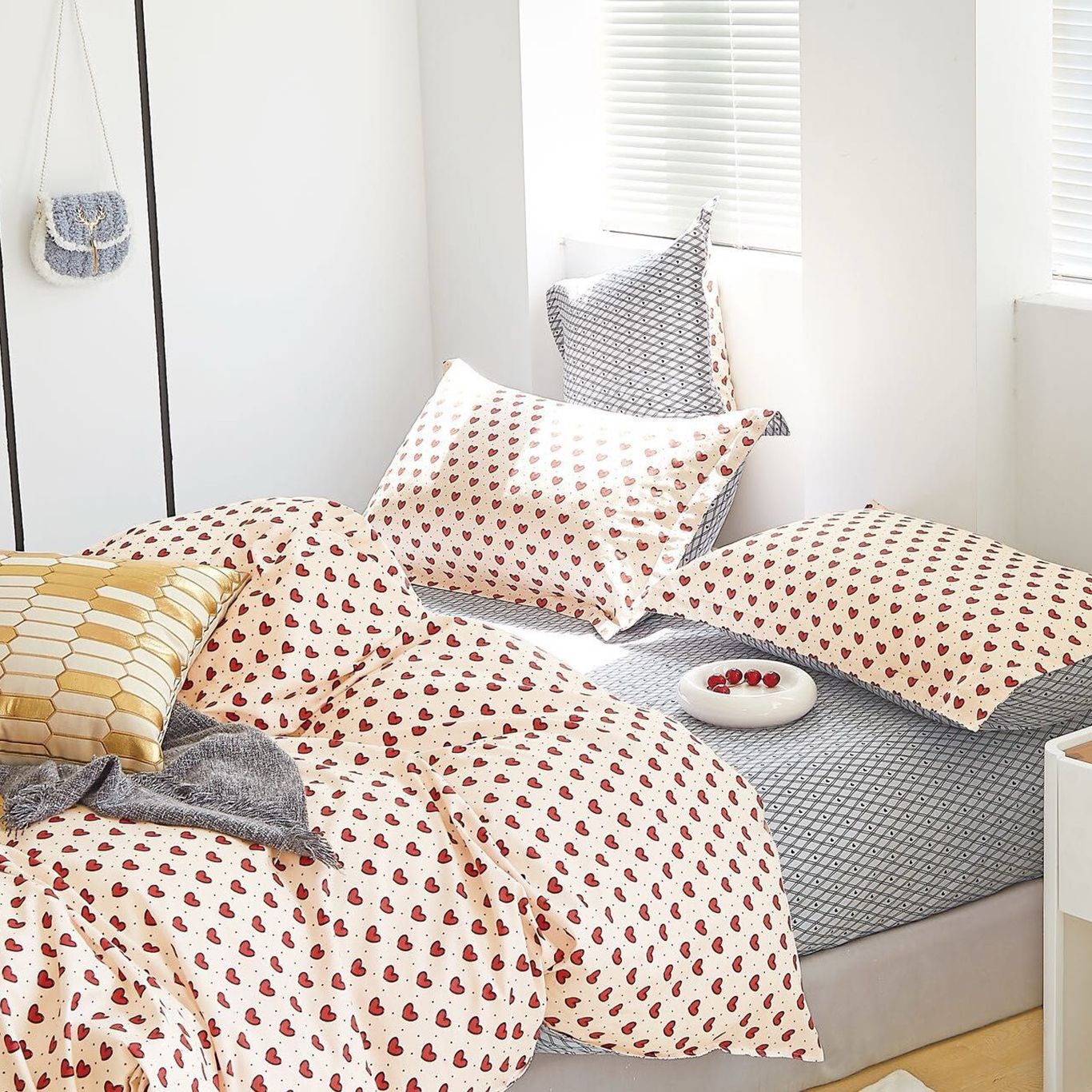 Lenjerie de pat 100% bumbac Premium - cu elastic - 4 piese | 14562-PR