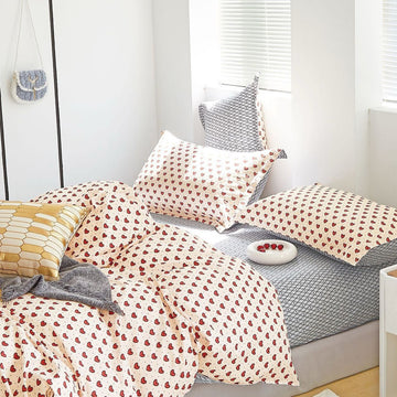 Lenjerie de pat 100% bumbac Premium - cu elastic - 4 piese | 14562-PR