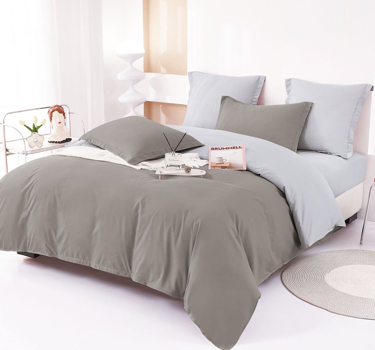 Lenjerie de pat bumbac finet Deluxe - uni - 6 piese | 14929-V