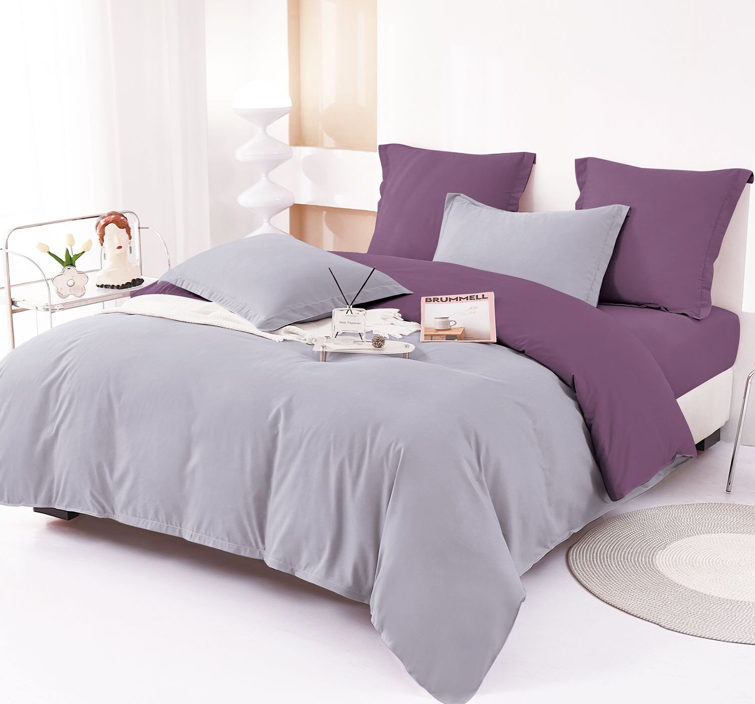 Lenjerie de pat bumbac finet Deluxe - uni - 6 piese | 14928-V
