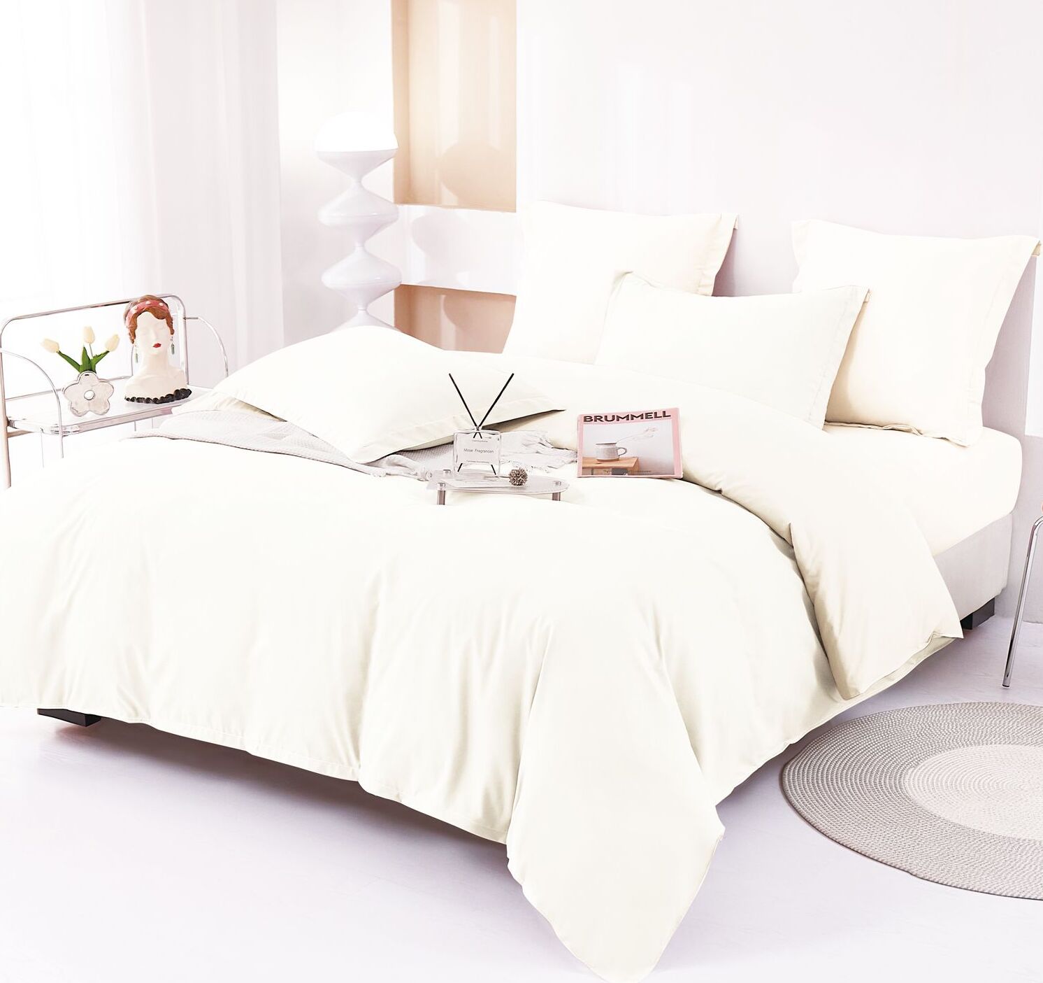 Lenjerie de pat bumbac finet Deluxe - uni - 6 piese | 14927-V