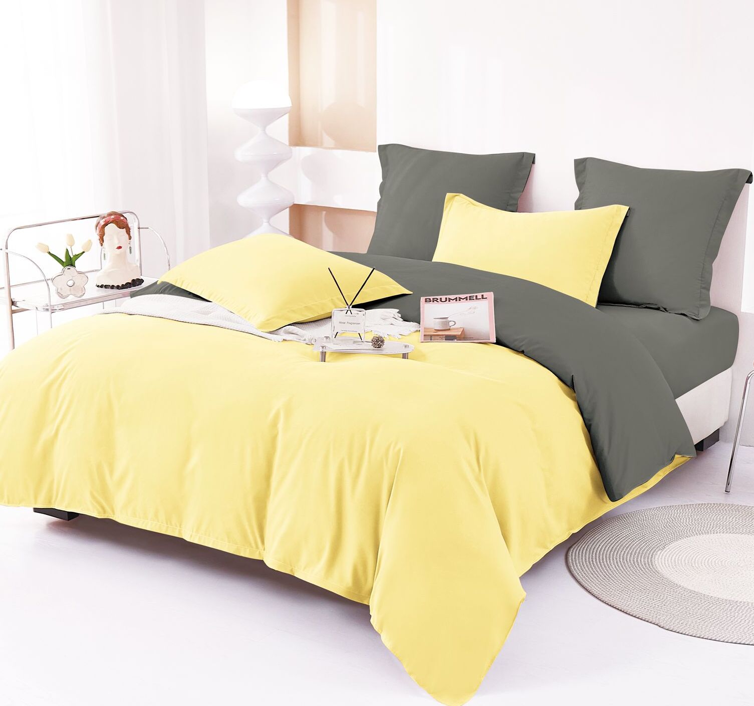 Lenjerie de pat bumbac finet Deluxe - uni - 6 piese | 14921-V