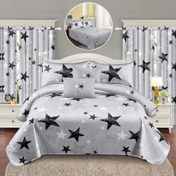 Lenjerie de pat bumbac finet – 6 piese + 2 Draperii | 16089-C