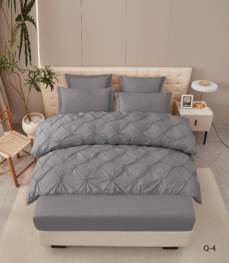 Lenjerie de pat bumbac finet cu pliuri - deluxe - cu elastic – 6 piese | 16318-V