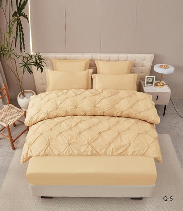 Lenjerie de pat bumbac finet cu pliuri - deluxe - cu elastic – 6 piese | 16317-V