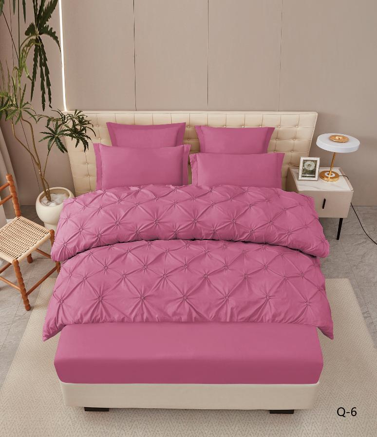 Lenjerie de pat bumbac finet cu pliuri - deluxe - cu elastic – 6 piese | 16316-V