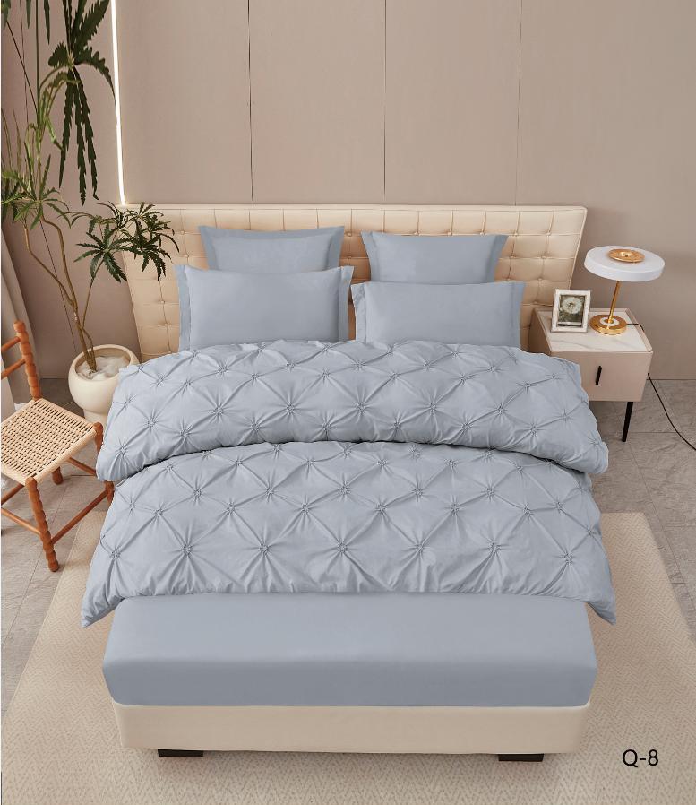 Lenjerie de pat bumbac finet cu pliuri - deluxe - cu elastic – 6 piese | 16314-V