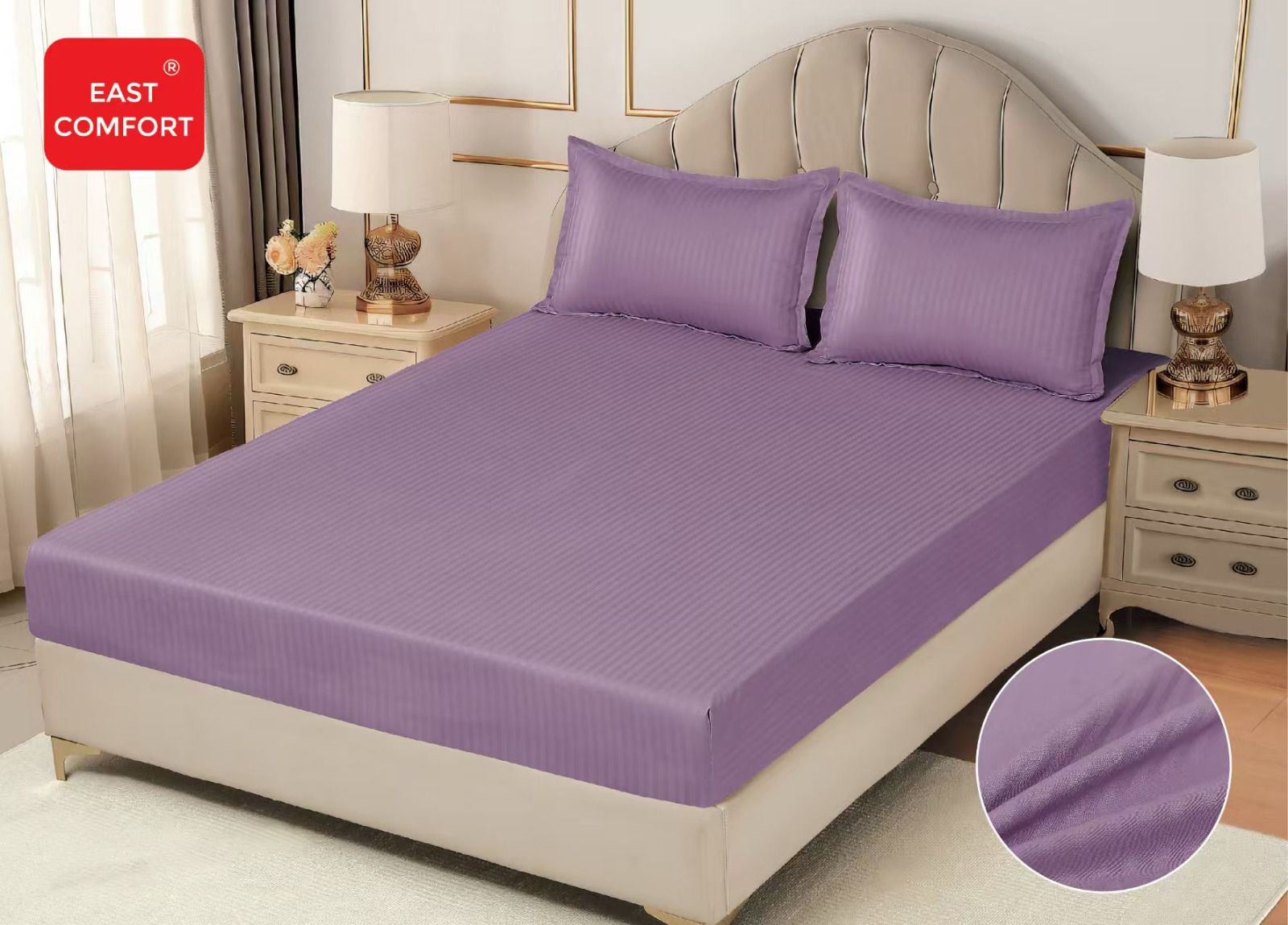 Husa de pat bumbac Damasc Hotelier - cu elastic - 3 piese | 16323-CH