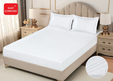 Husa de pat bumbac Damasc Hotelier - cu elastic - 3 piese | 16322-CH