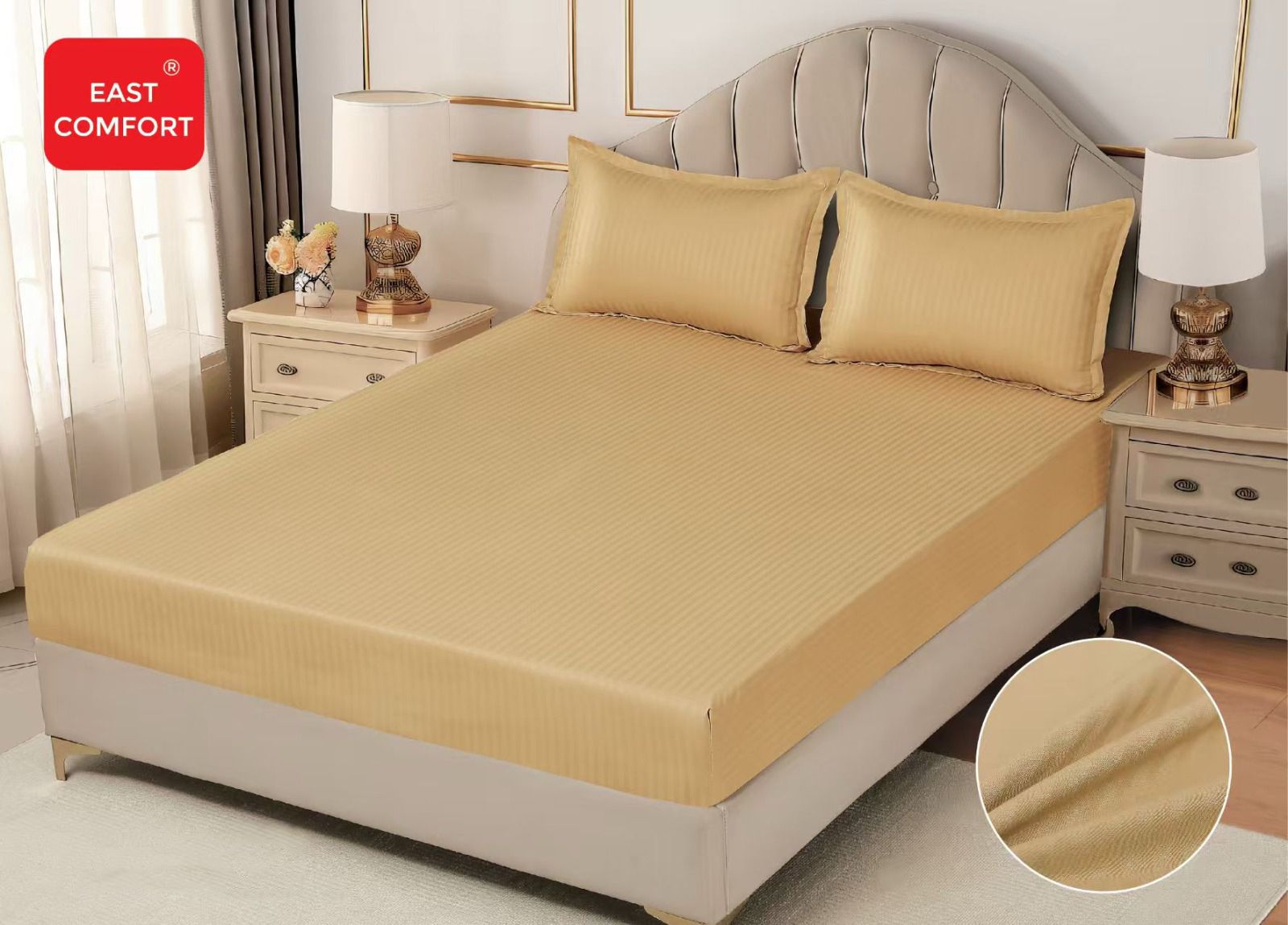 Husa de pat bumbac Damasc Hotelier - cu elastic - 3 piese | 16330-CH