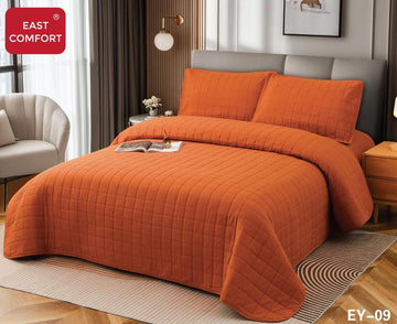 Cuvertura de pat 100% bumbac + husa de pat cu elastic + 2 fete de perna- 4 piese | 16440-CH