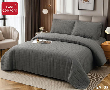 Cuvertura de pat 100% bumbac + husa de pat cu elastic + 2 fete de perna- 4 piese | 16438-CH