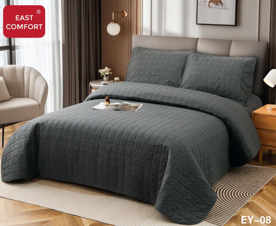 Cuvertura de pat 100% bumbac + husa de pat cu elastic + 2 fete de perna- 4 piese | 16439-CH