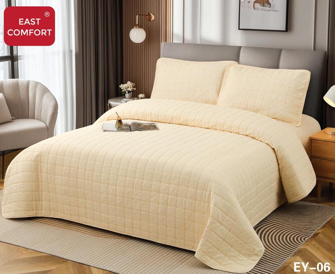 Cuvertura de pat 100% bumbac + husa de pat cu elastic + 2 fete de perna- 4 piese | 16434-CH