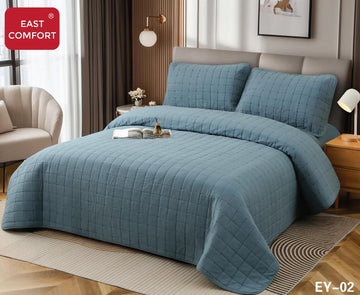 Cuvertura de pat 100% bumbac + husa de pat cu elastic + 2 fete de perna- 4 piese | 16433-CH