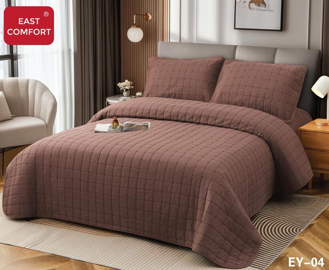 Cuvertura de pat 100% bumbac + husa de pat cu elastic + 2 fete de perna- 4 piese | 16436-CH