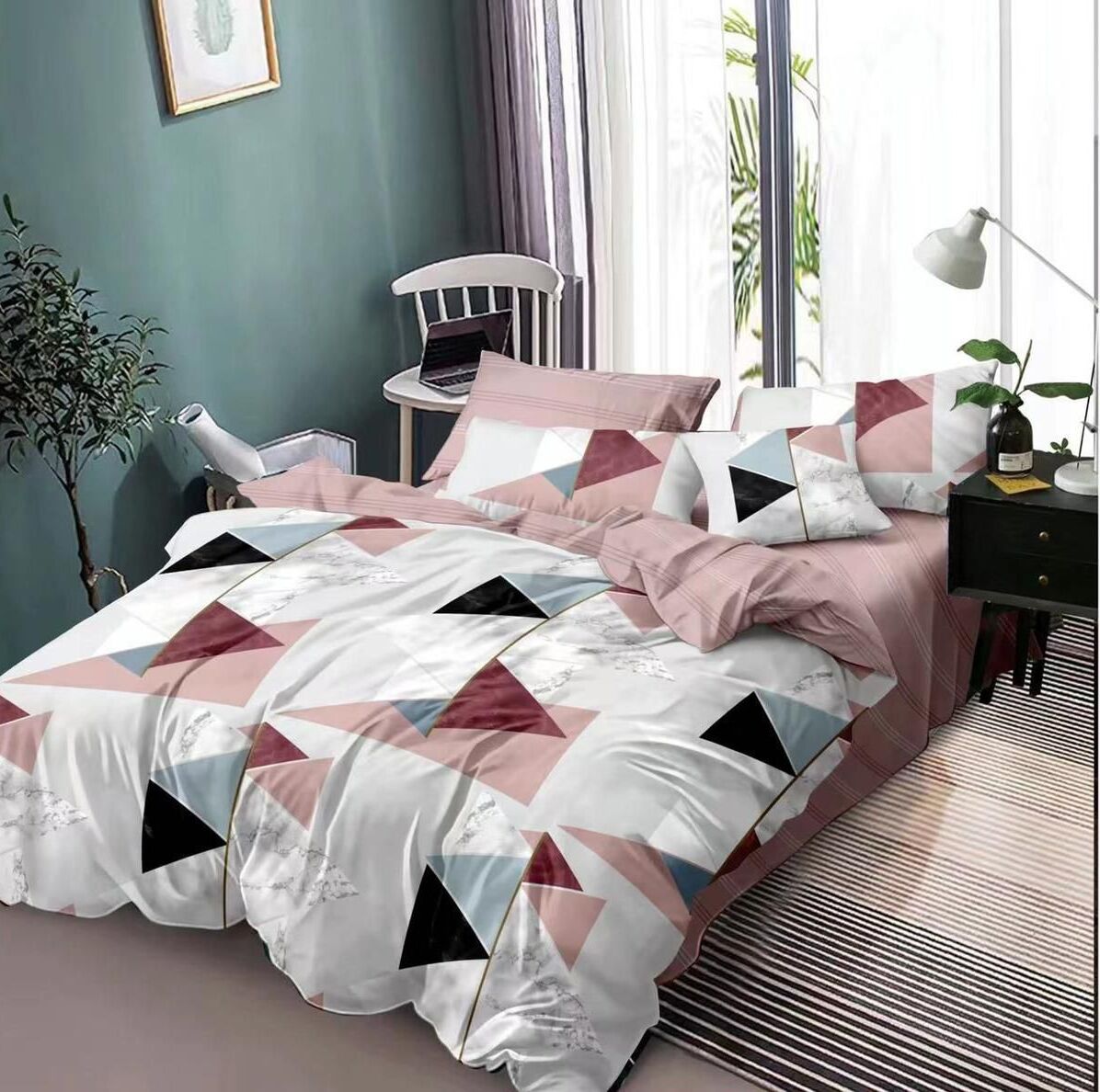 Lenjerie de pat bumbac finet cu elastic - Premium - 6 piese | 16537-VH