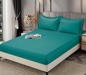 Husa de pat bumbac damasc hotelier cu elastic - 3 piese | 16755-C