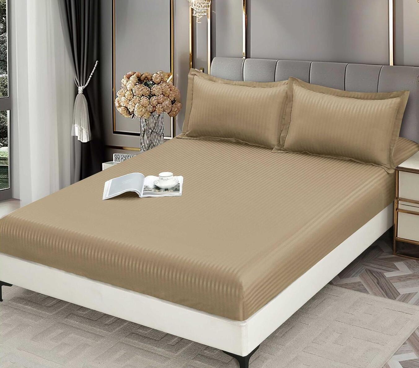 Husa de pat bumbac damasc hotelier cu elastic - 3 piese | 16756-C