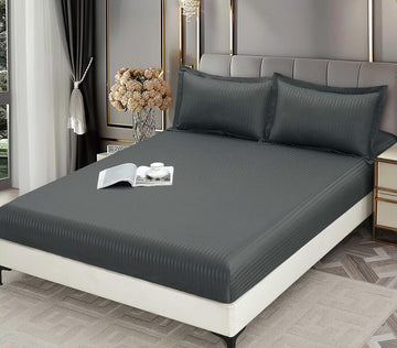 Husa de pat bumbac damasc hotelier cu elastic - 3 piese | 16753-C
