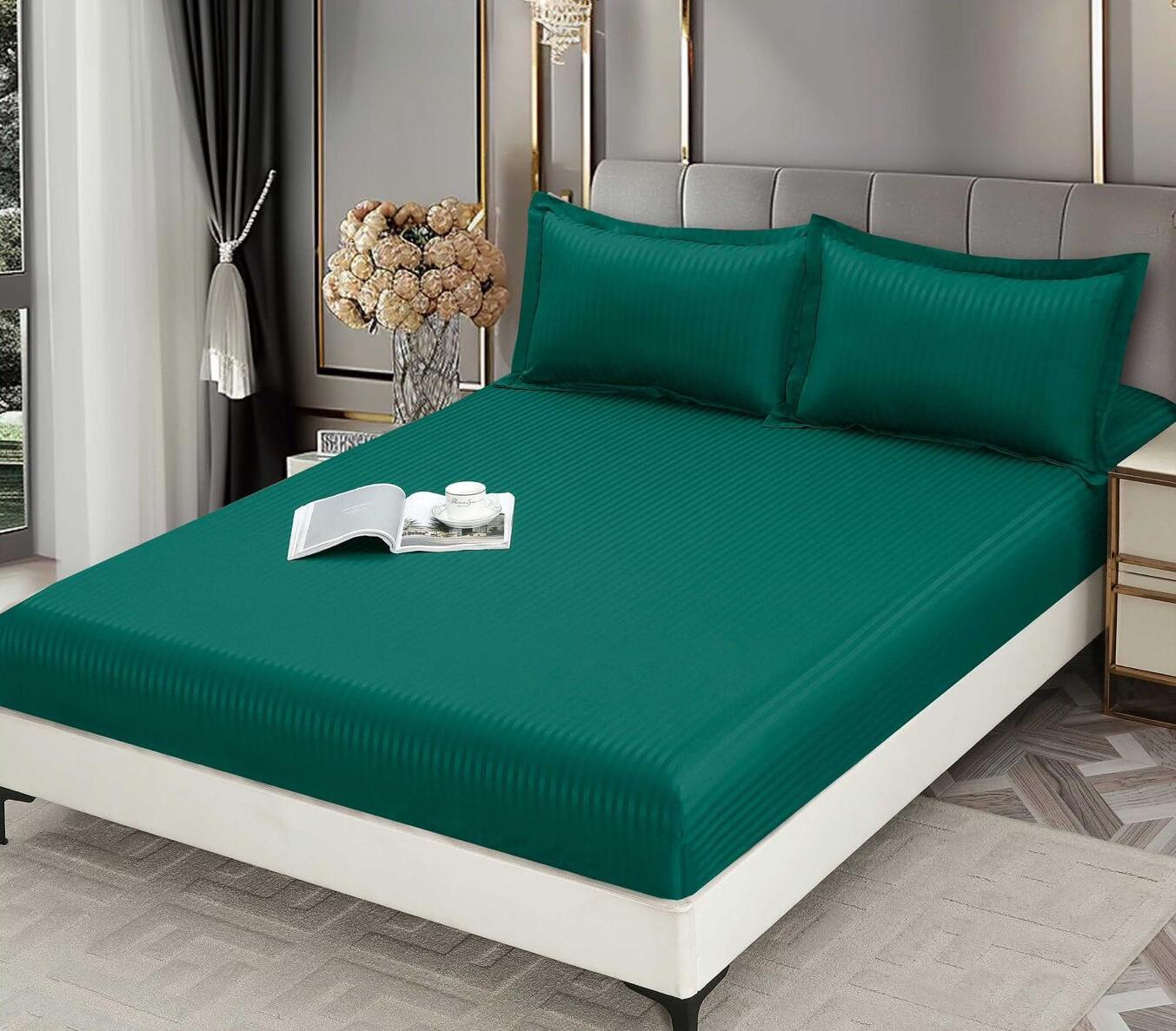 Husa de pat bumbac damasc hotelier cu elastic - 3 piese | 16754-C