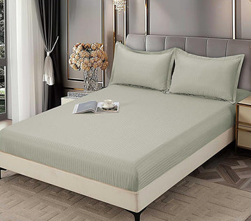 Husa de pat bumbac damasc hotelier cu elastic - 3 piese | 16751-C
