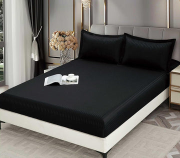 Husa de pat bumbac damasc hotelier cu elastic - 3 piese | 16749-C