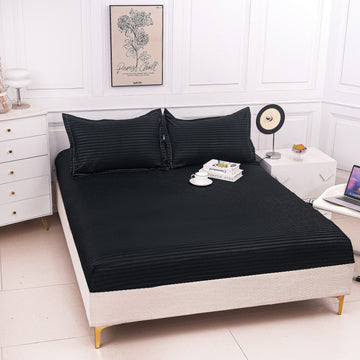 Husa de pat bumbac damasc Hotelier - cu elastic - 3 piese | 16807-P