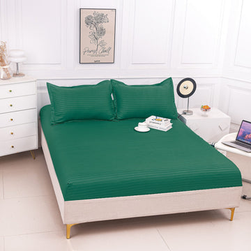 Husa de pat bumbac damasc Hotelier - cu elastic - 3 piese | 16806-P