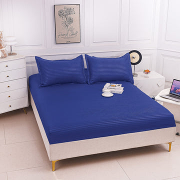 Husa de pat bumbac damasc Hotelier - cu elastic - 3 piese | 16804-P