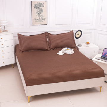 Husa de pat bumbac damasc Hotelier - cu elastic - 3 piese | 16800-P