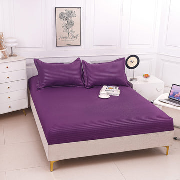 Husa de pat bumbac damasc Hotelier - cu elastic - 3 piese | 16799-P