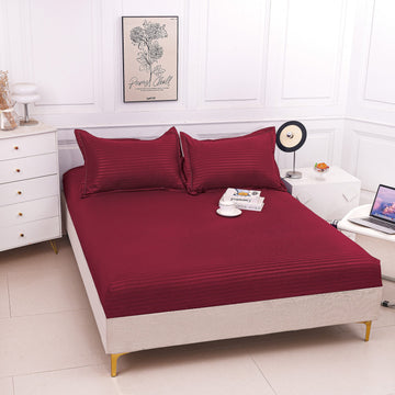 Husa de pat bumbac damasc Hotelier - cu elastic - 3 piese | 16801-P