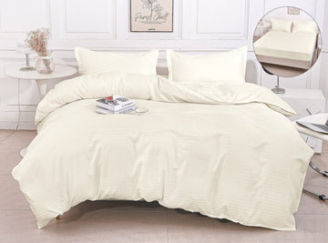Lenjerie de pat bumbac Damasc Hotelier - cu elastic - 4 piese | 16835-P