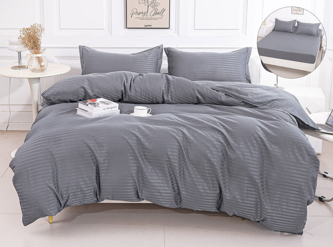 Lenjerie de pat bumbac Damasc Hotelier - cu elastic - 4 piese | 16825-P