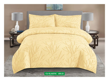 Lenjerie de pat bumbac Brodat subtire - cu elastic - 4 piese | 16927-V