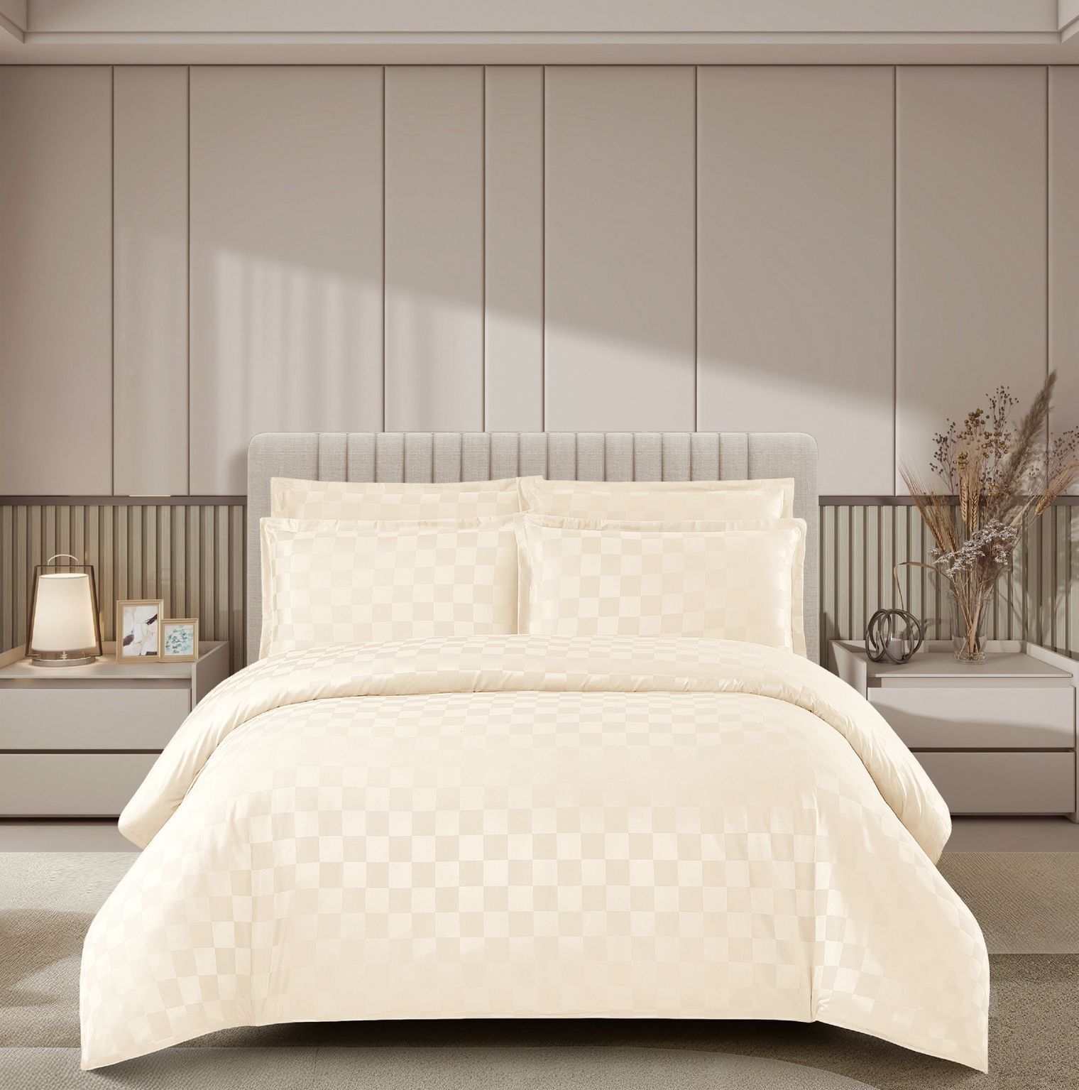 Lenjerie de pat damasc Luxury hotelier - cu elastic - 4 piese | 17021-PR