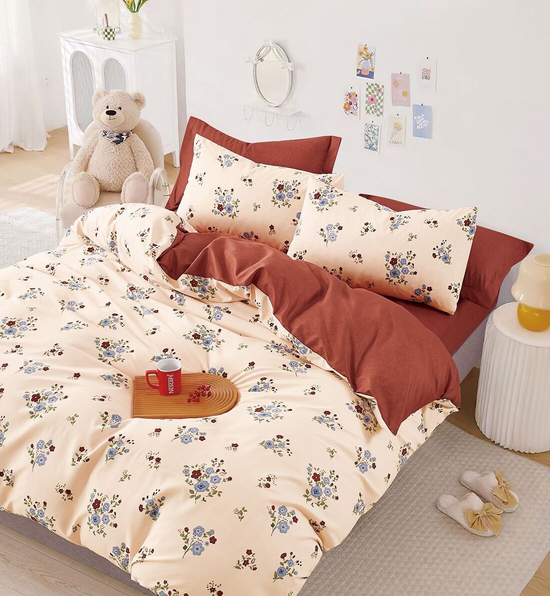 Lenjerie de pat bumbac finet Premium - cu elastic – 6 piese | 17190-TL