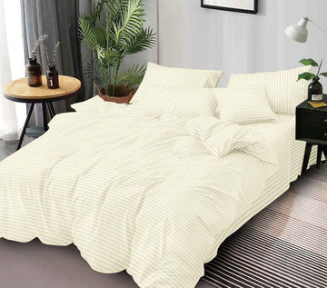 Lenjerie de pat bumbac Damasc hotelier - cu elastic - 6 piese | 18116-SE