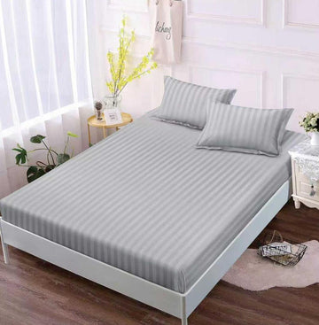 Husa de pat bumbac damasc cu elastic - 3 piese | 18207-TL