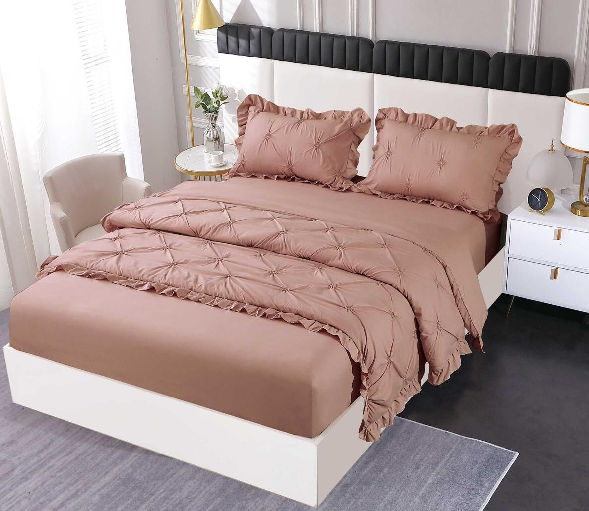 Lenjerie de pat bumbac finet cu pliuri - deluxe - cu elastic - 4 piese | 18426-SE